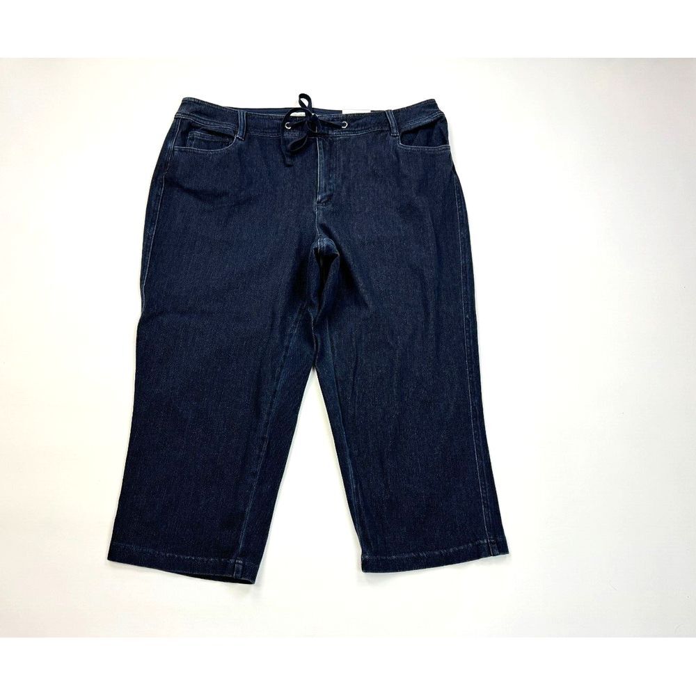 Coldwater Creek Crop Lightweight Denim Pants Women 16 NWT‎ Stretch Pockets Blue